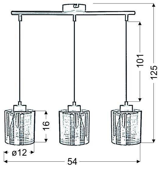 Lampa wisząca sufitowa chromowa szklana 3x60W Cox Candellux 33-53886