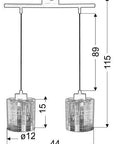 Lampa wisząca chromowa szklany klosz 3D 2x40W Nocturno Candellux 32-57693