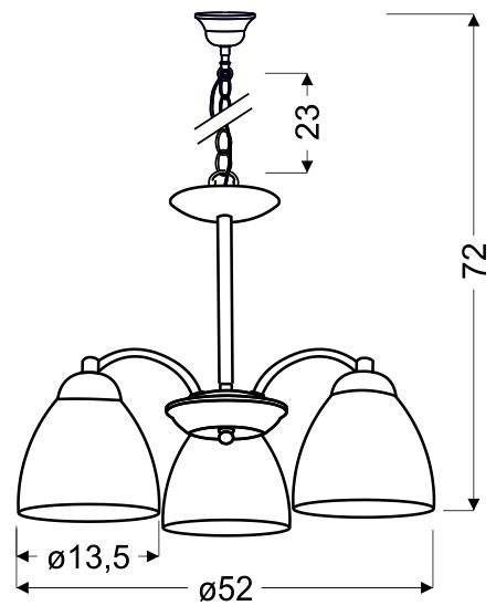 Lampa wisząca satynowa 3x60W szklane klosze Uli Candellux 33-66152