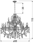 Żyrandol kryształowy francuskie złoto 88cm 15xE14 AURORA 30-99801