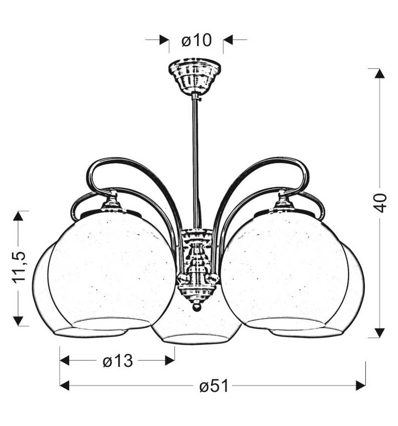 Żyrandol 5xE27 51cm patyna miedź ORBIT 35-69368