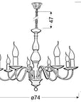 Lampa wisząca kremowa 8xE14 Bellagio 38-96510