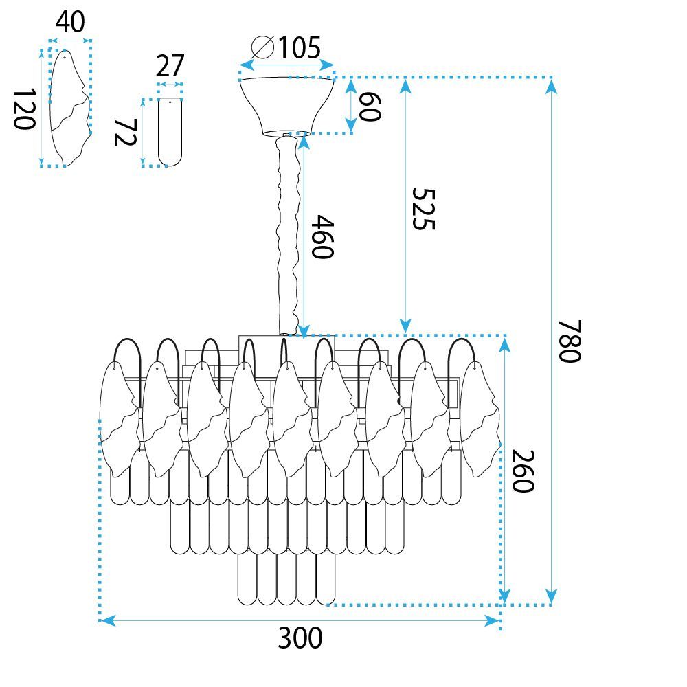 Lampa Wisząca Z Kryształami SWE077-CP 30cm Chrom 14