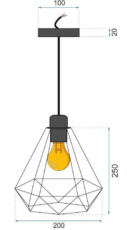 LAMPA WISZĄCA DIAMENT 392197 Jasno Złota 8