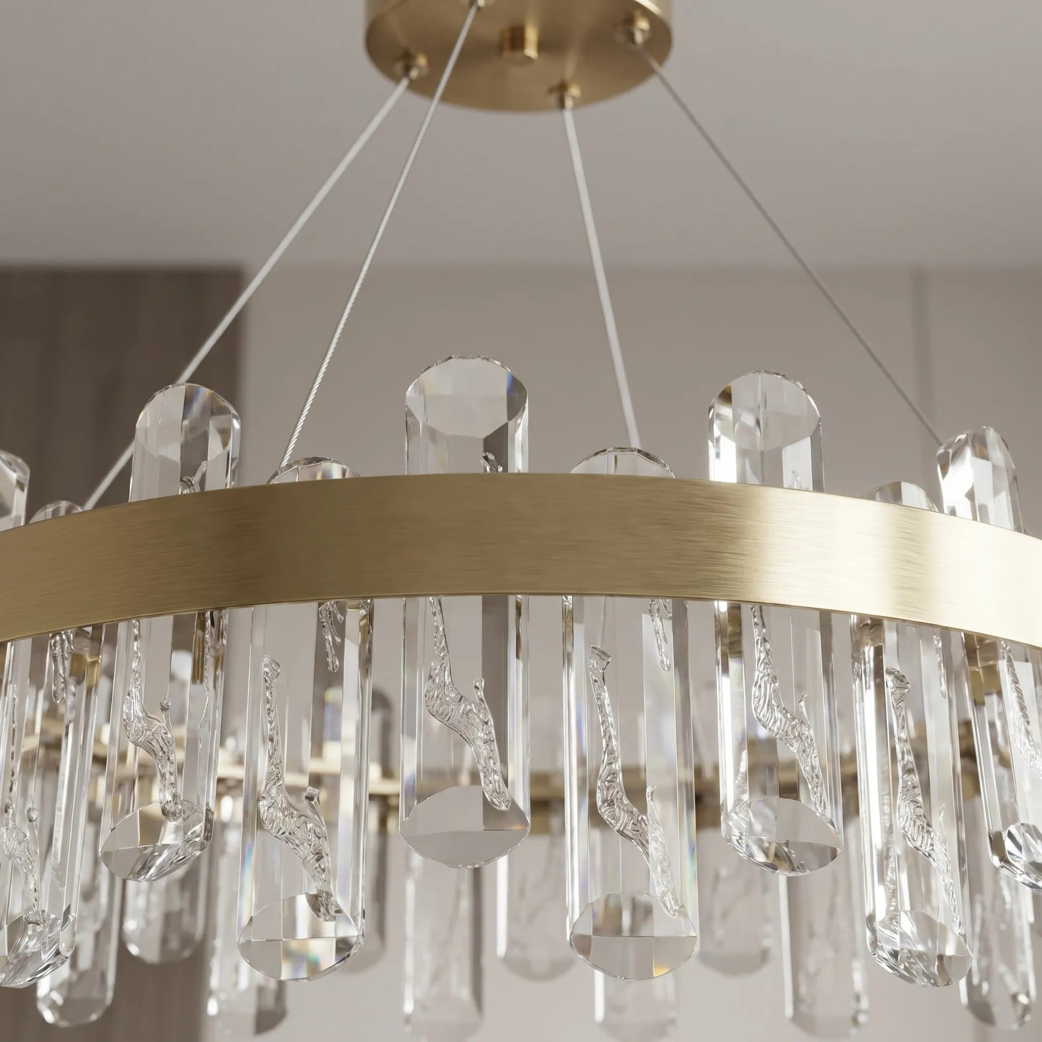 Lampa Wisząca LED Z Kryształami SWE074-1CP 50cm Złoto Szczotkowane 8