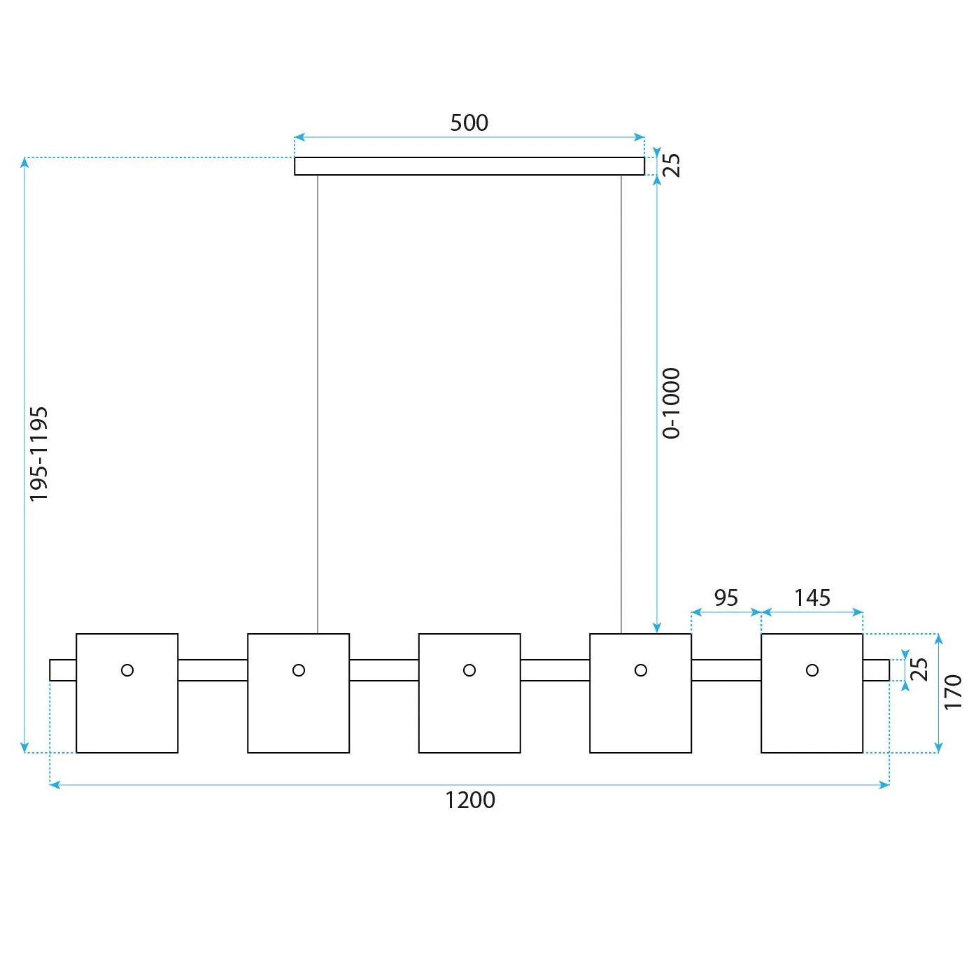 LAMPA WISZĄCA 5-punktowa APP1706-5CP GREY G9 8