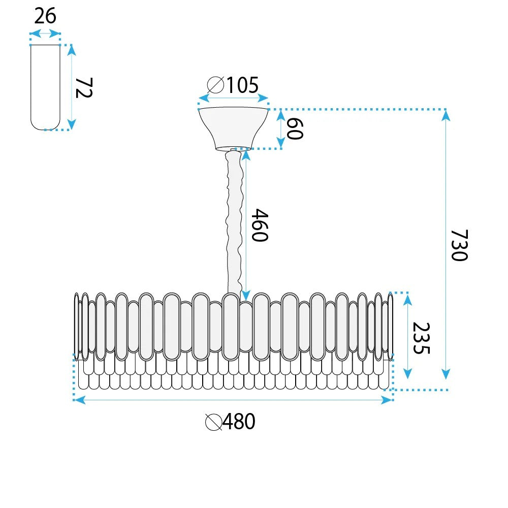 Lampa Wisząca Z Kryształami SWE107-CP 50cm Złota 8