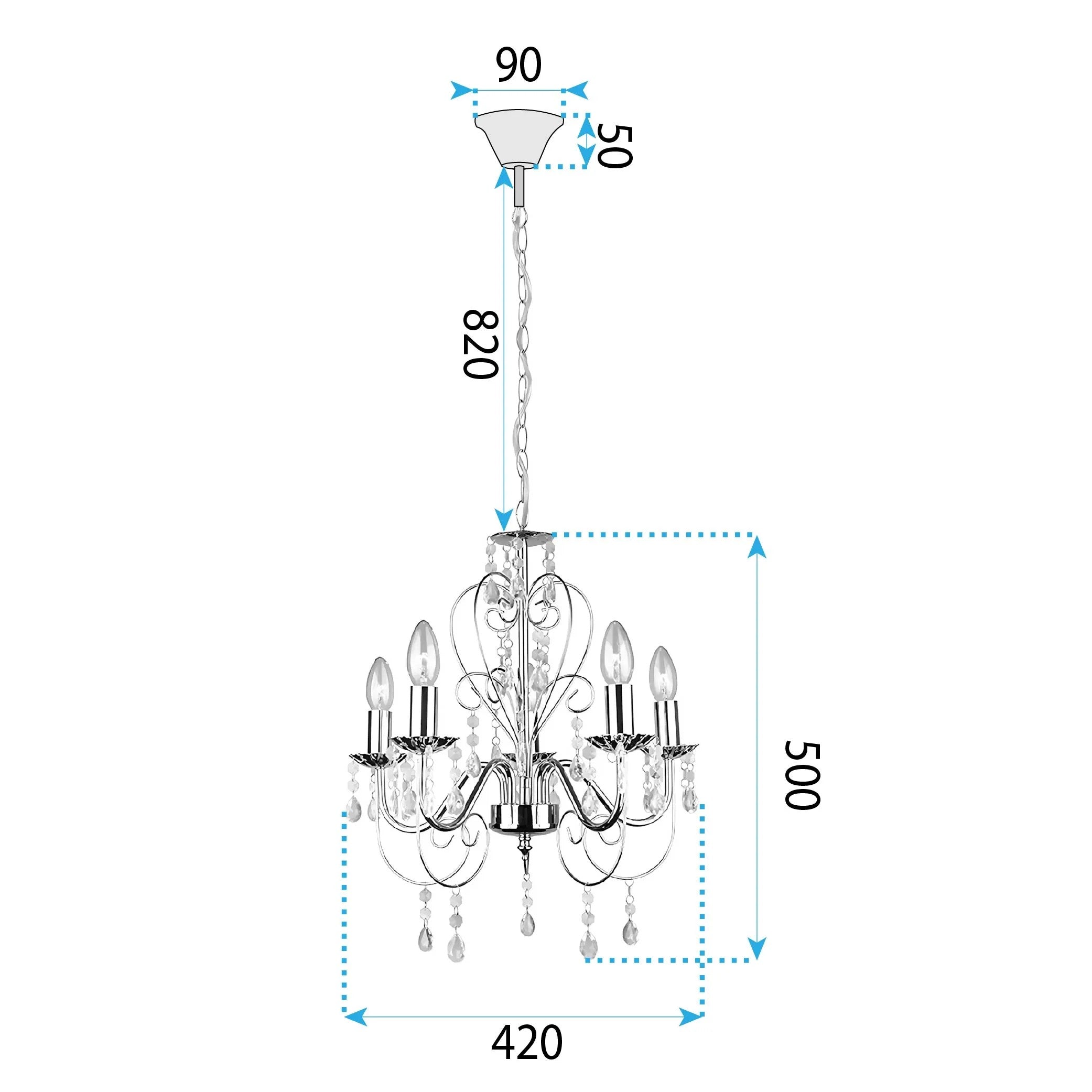 LAMPA SUFITOWA WISZĄCA EBT010-5CP CZARNA 8