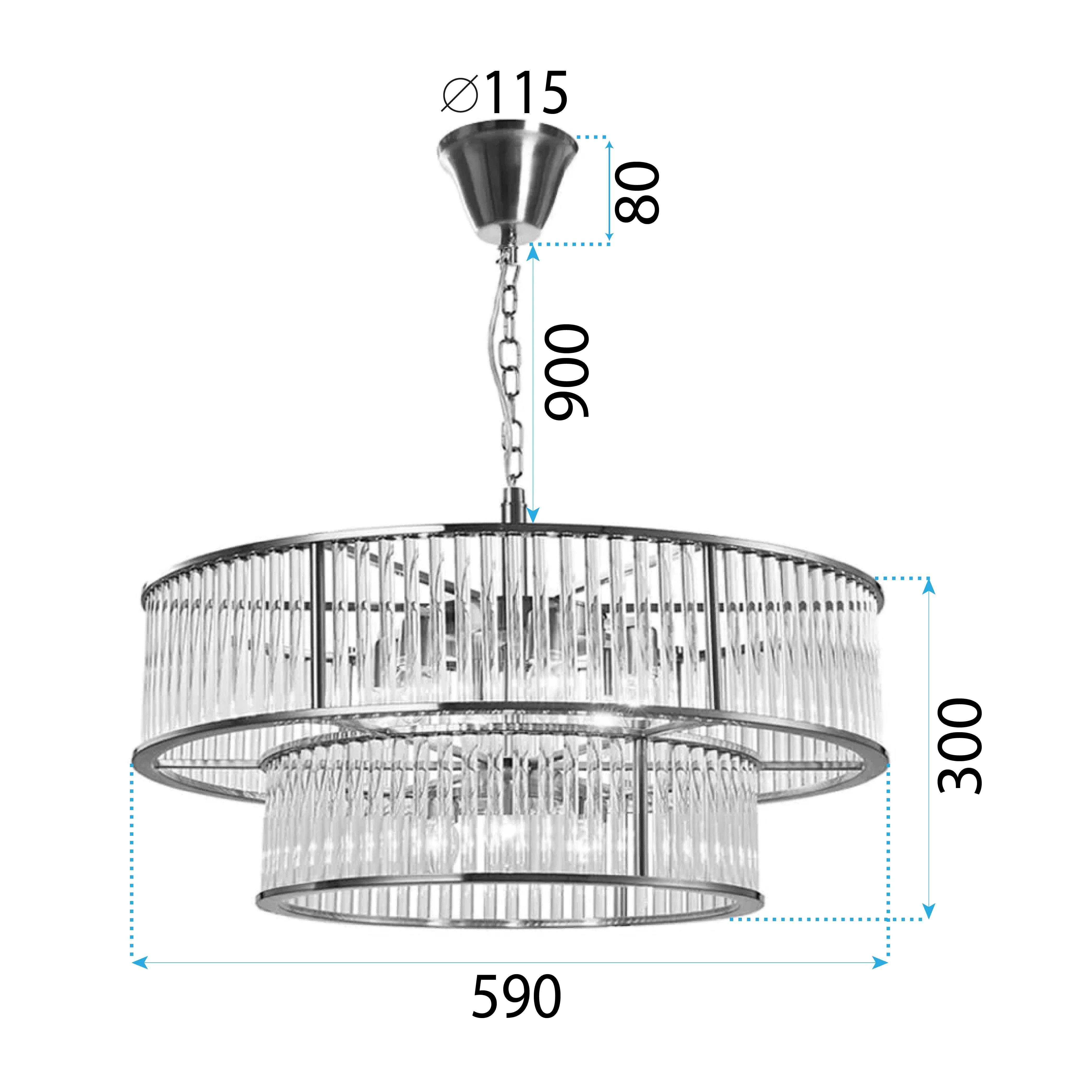 Lampa Kryształowa Wisząca APP1563-8CP Chrom 8