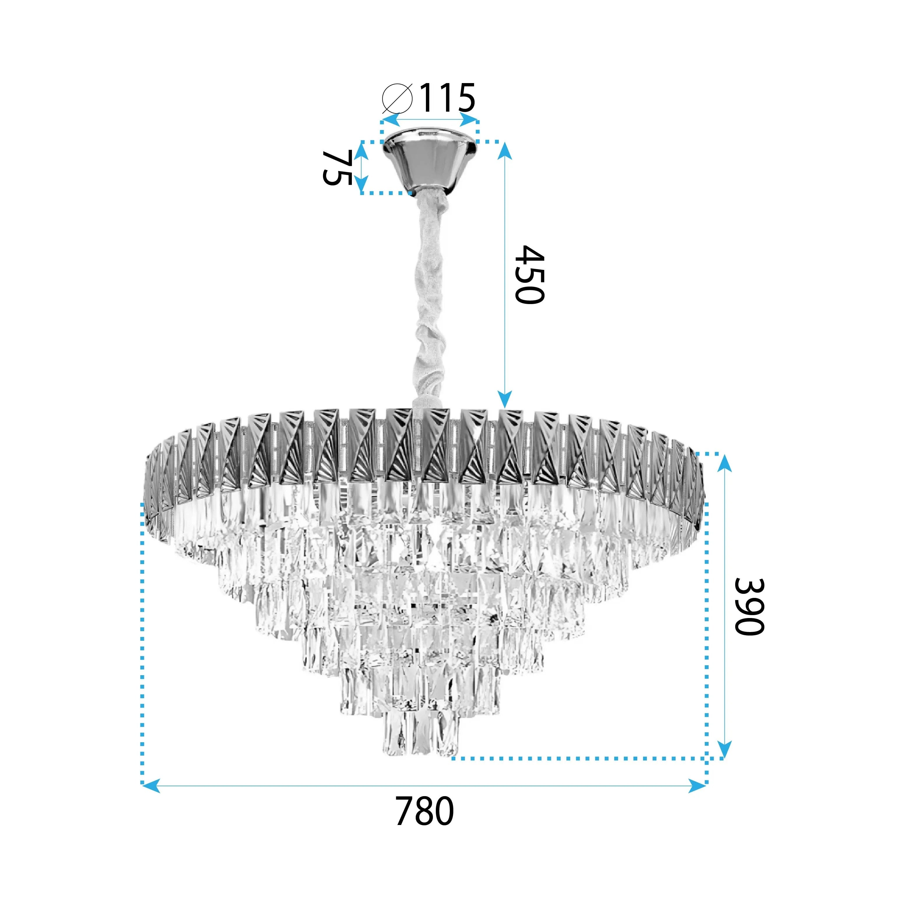 Lampa Wisząca Z Kryształami G061-CP 80CM ZŁOTA 8