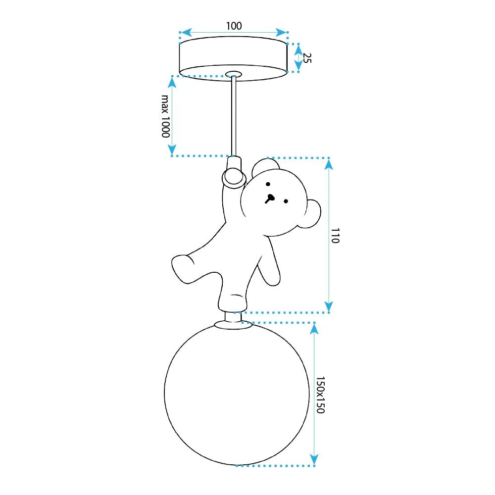 LAMPA SUFITOWA WISZĄCA MIŚ STOJĄCY NA KSIĘŻYCU G166-1CP 8