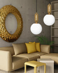 Lampa Sufitowa Wisząca Szklana Metalowa APP474-1CP Złota 8