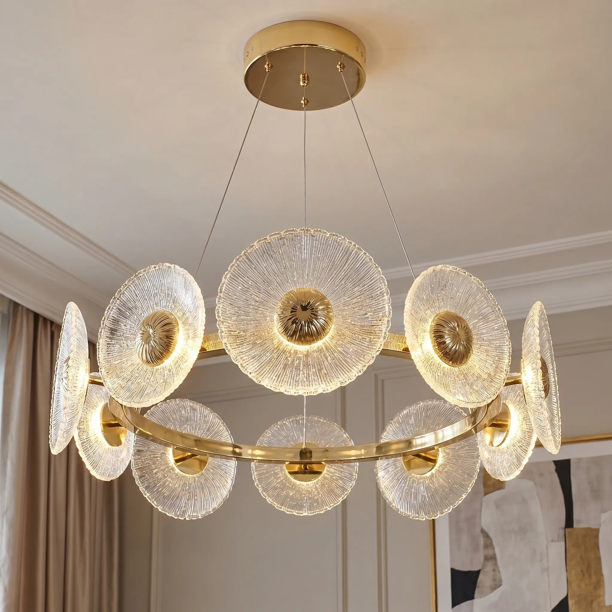 LAMPA SUFITOWA WISZĄCA SWE071-CP 60cm ZŁOTA 8