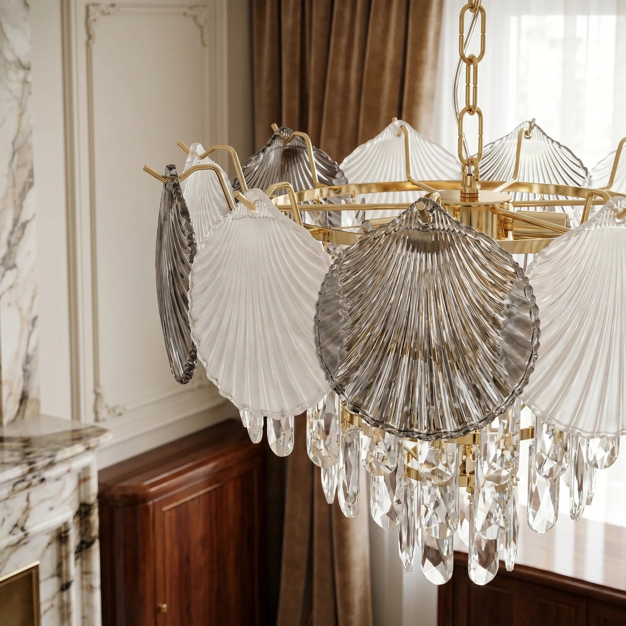 Lampa Wisząca Z Kryształami SWE083-CP 40cm Złota 8