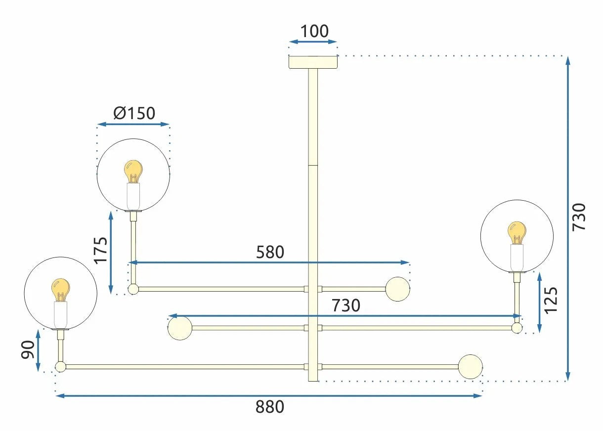 Lampa Wisząca Szklane Kule 6 Szt APP919-6CP Złota 8