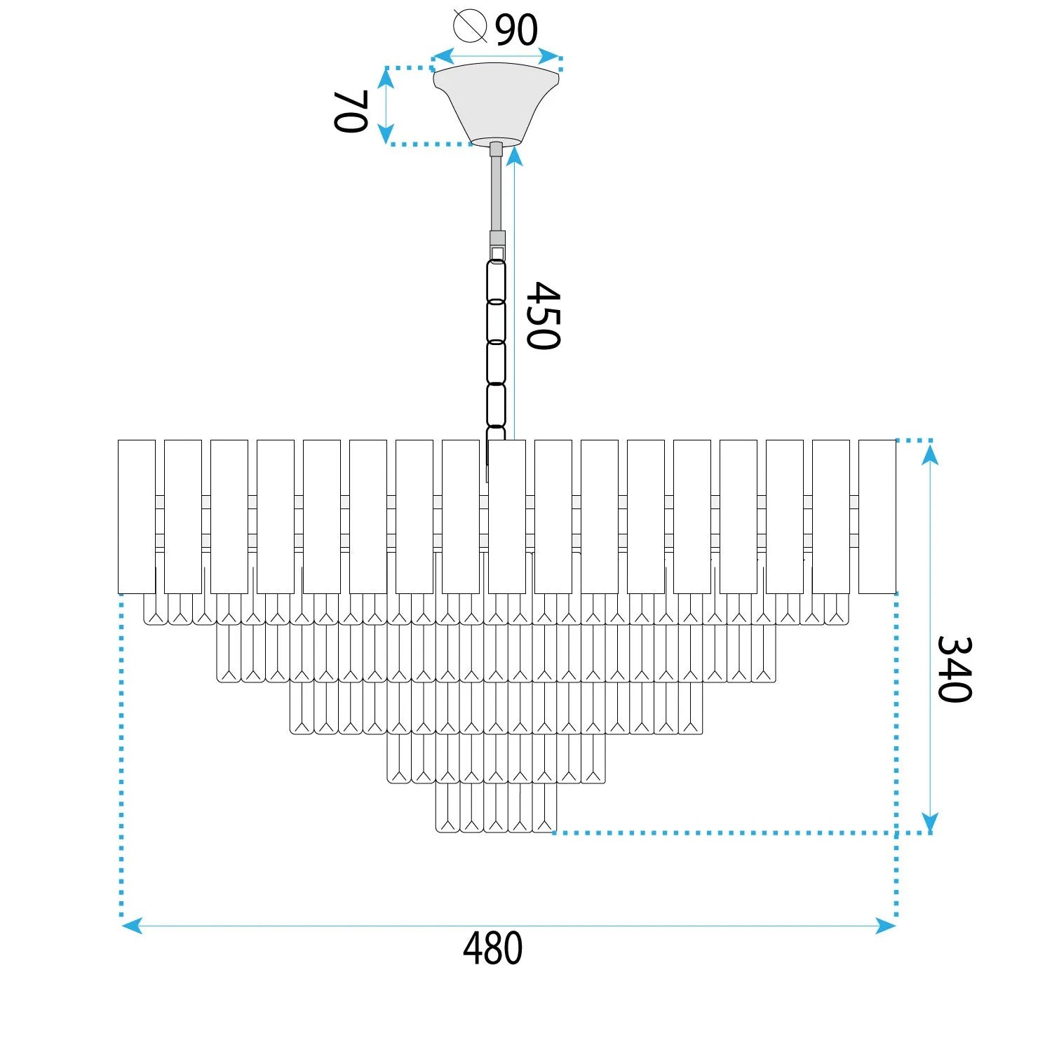Lampa Wisząca Z Kryształami G056-CP 50cm Złota 8