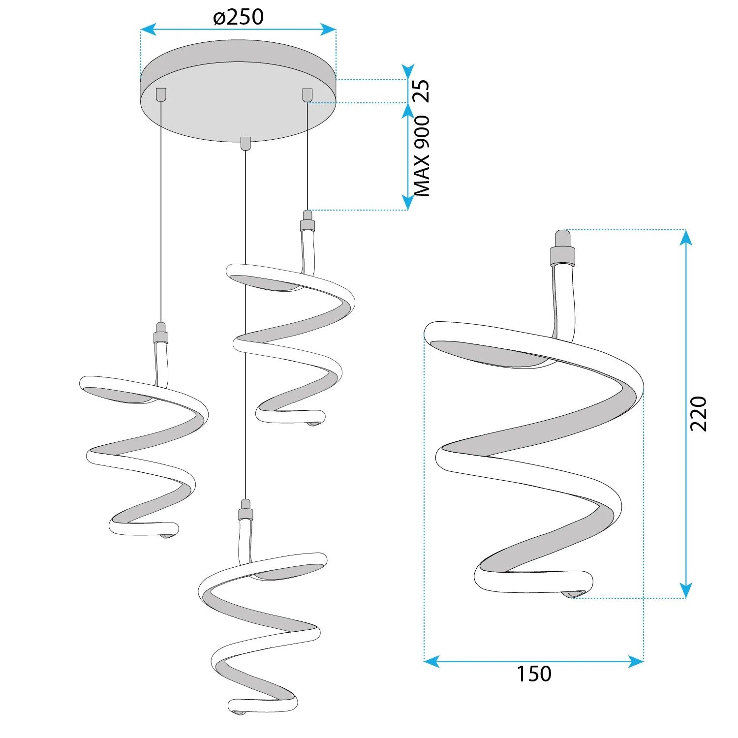 LAMPA WISZĄCA LED G075-3CPR Złota 8