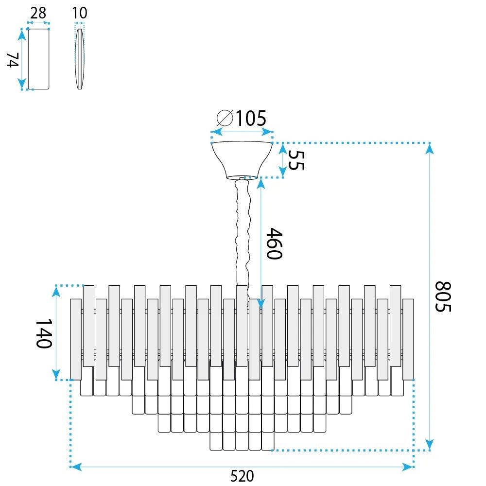 Lampa Wisząca Z Kryształami SWE103-CP Złota 8