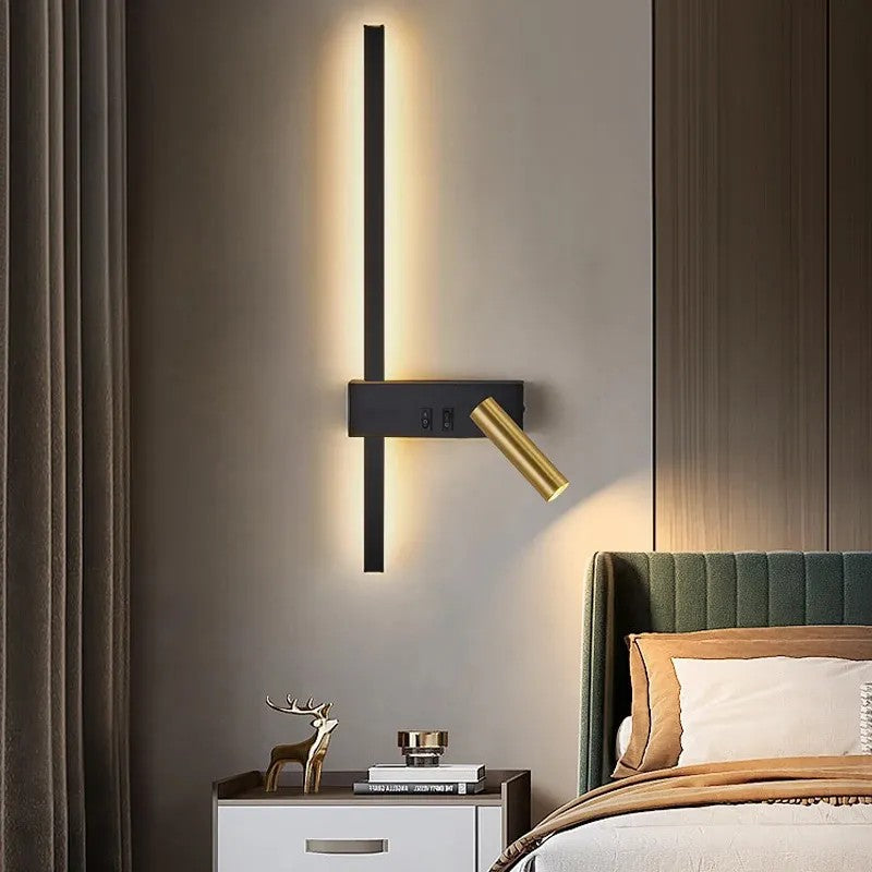 LAMPA ŚCIENNA KINKIET APP1439-2-W LEWY BLACK GOLD 8