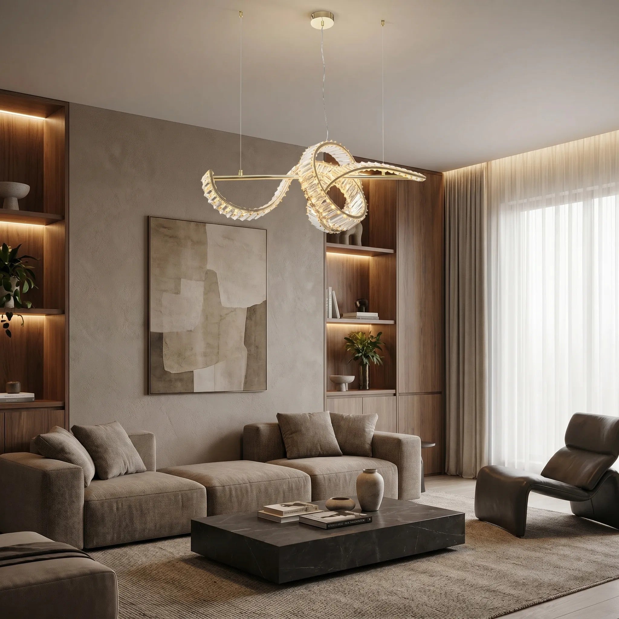 LAMPA SUFITOWA WISZĄCA KRYSZTAŁOWA LED SWE082-CP ZŁOTA 8
