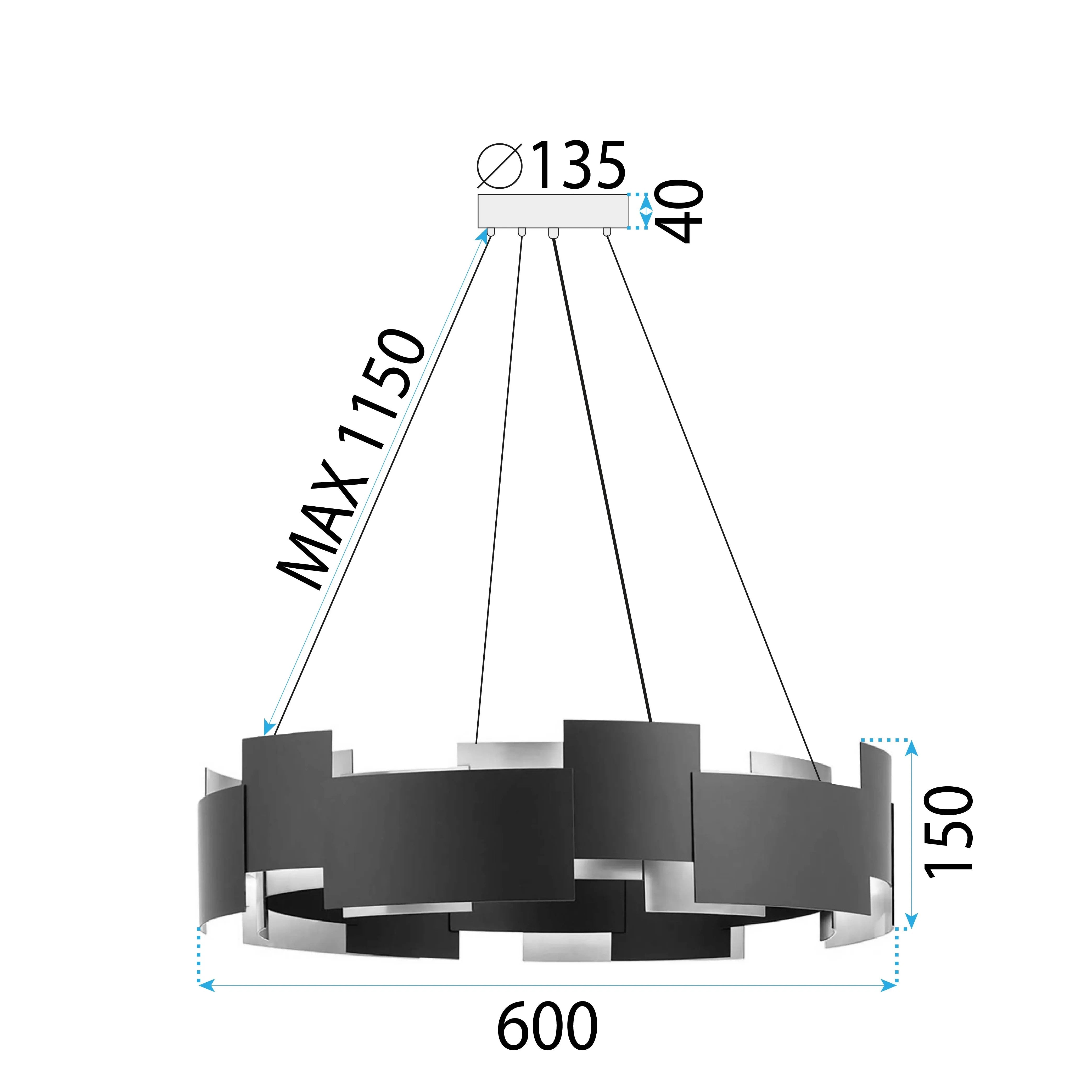 LAMPA SUFITOWA WISZĄCA Czarna APP1561-6CP 8