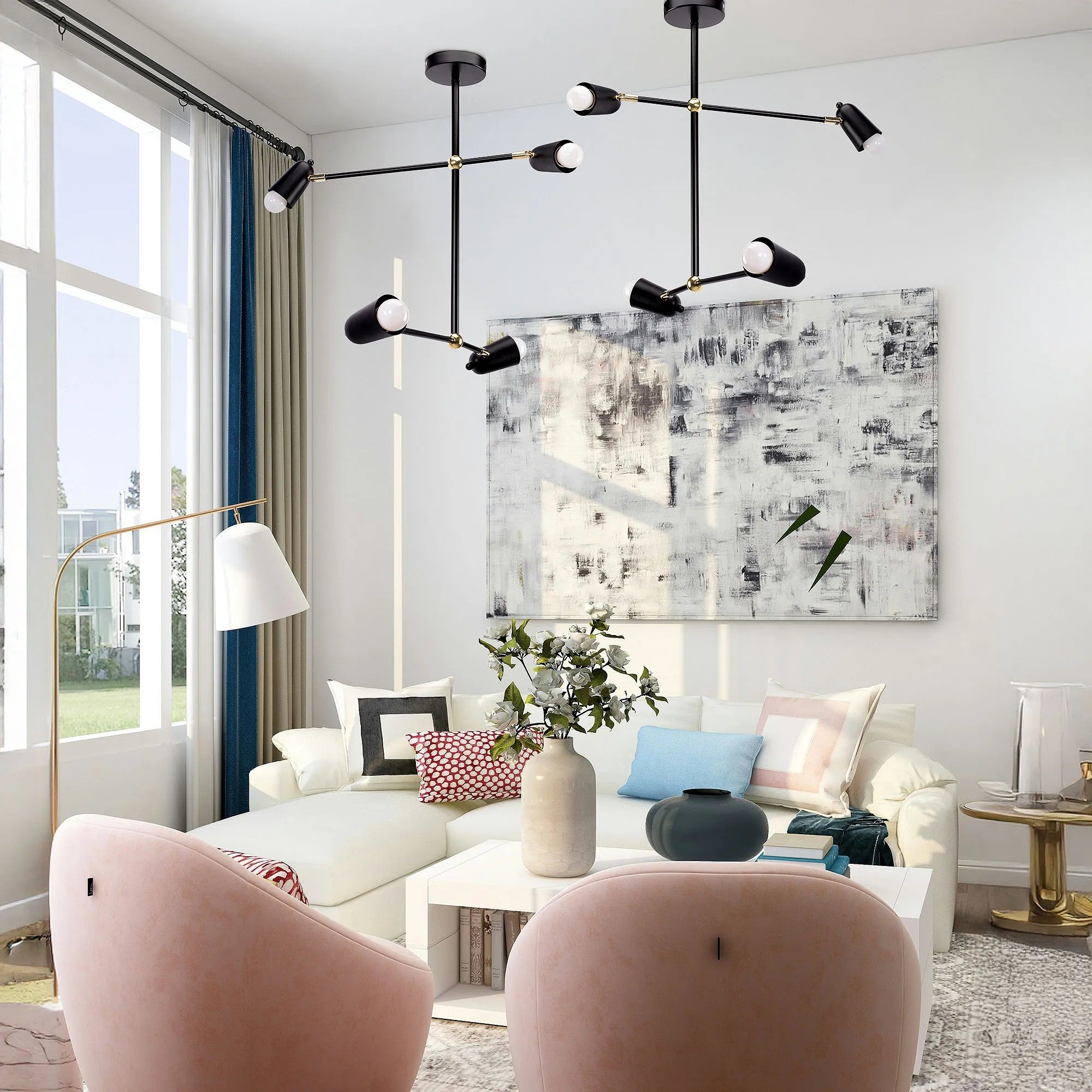 Lampa Wisząca 4-ramienna APP1708-4CP CZARNA + ZŁOTO 8