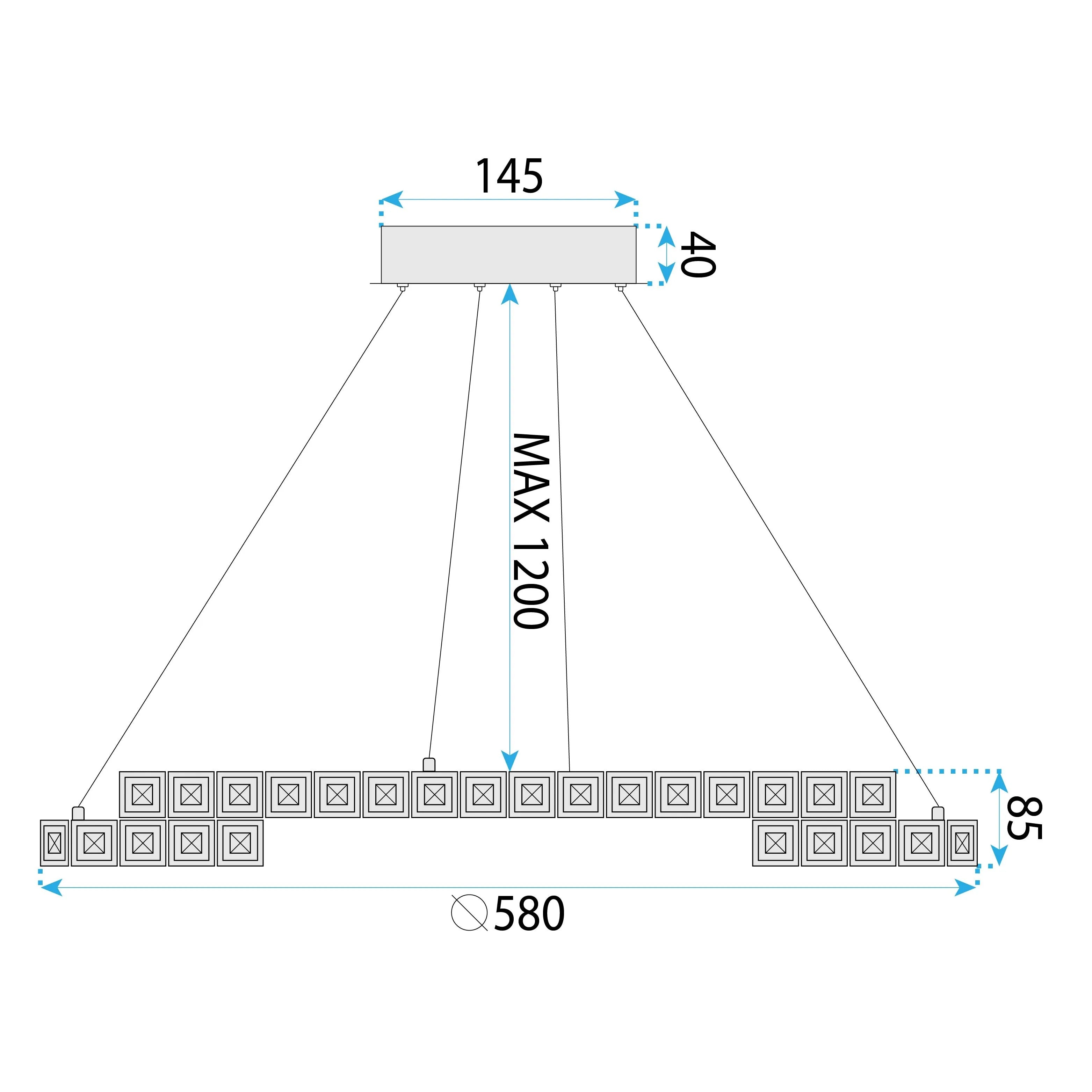 LAMPA SUFITOWA WISZĄCA LED APP1771-CP ZŁOTA 60cm 8