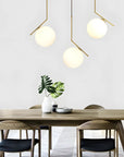 Lampa Sufitowa Wisząca Szklana Kula G106-1W Złota Biała 8