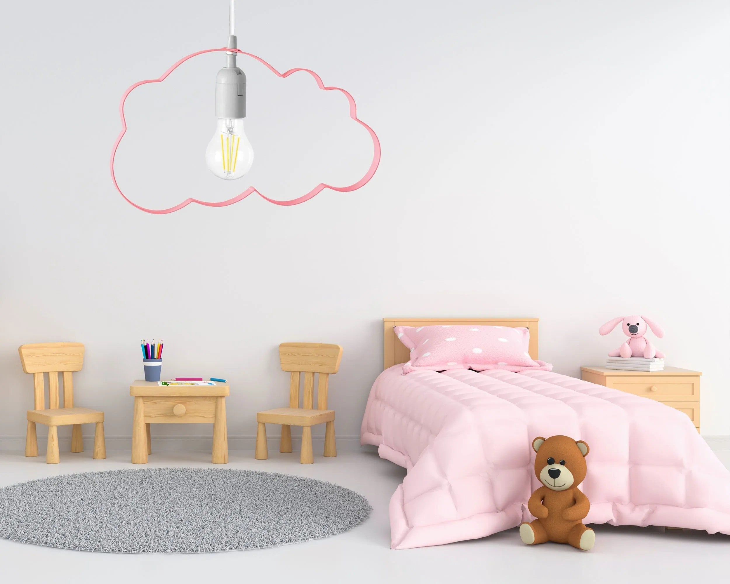 LAMPA WISZĄCA CHMURKA JASNORÓŻOWA 8