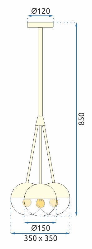 Lampa Wisząca Szklana Kula Mleczna APP687-3CP Czarna