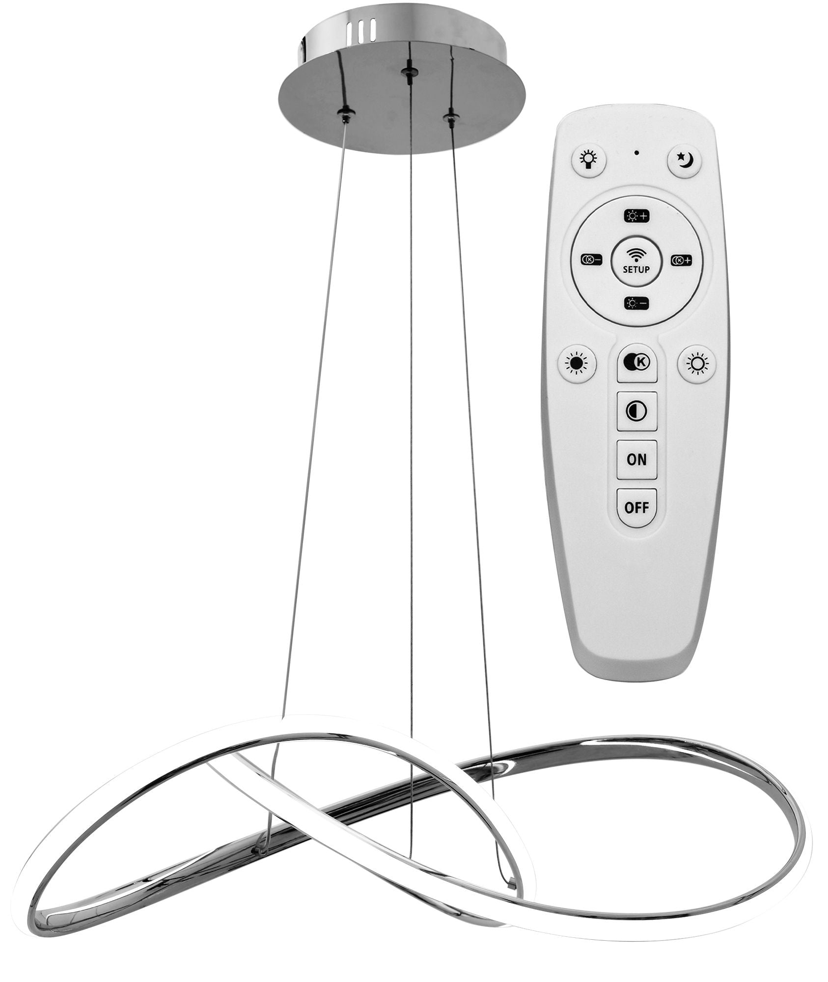 Lampa Sufitowa Wisząca Ring Nowoczesna Led + Pilot App393-cp Chrom