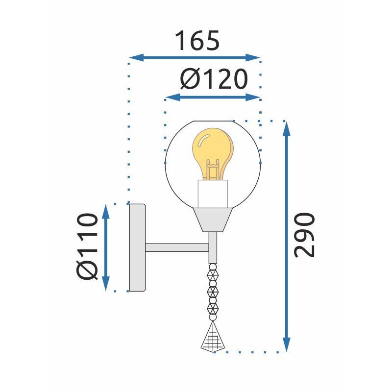 LAMPA ŚCIENNA KINKIET W STYLU GLAMOUR APP716-1W E27