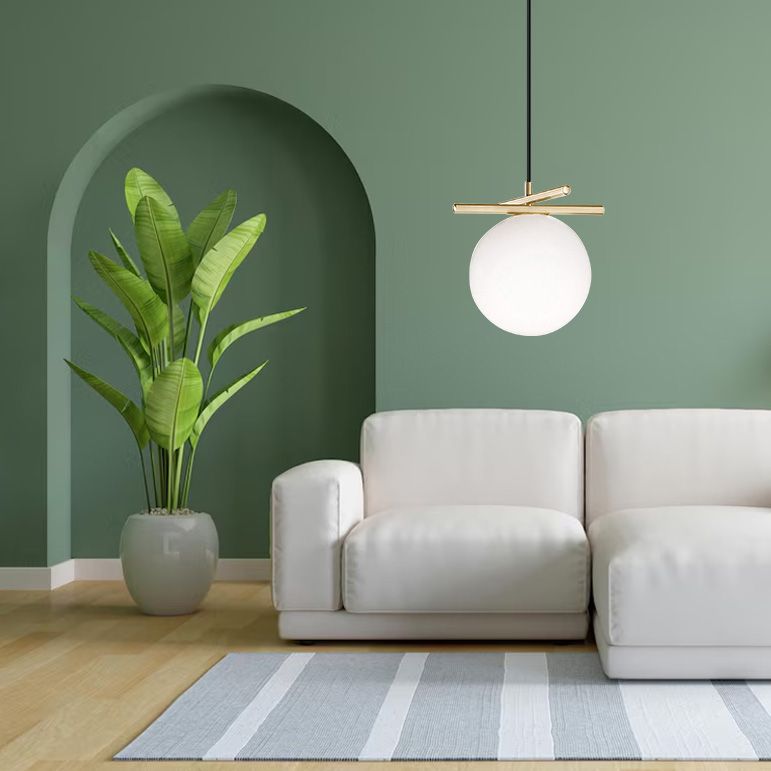 Złota Lampa Wisząca Biała Kula APP1667-1CP 5