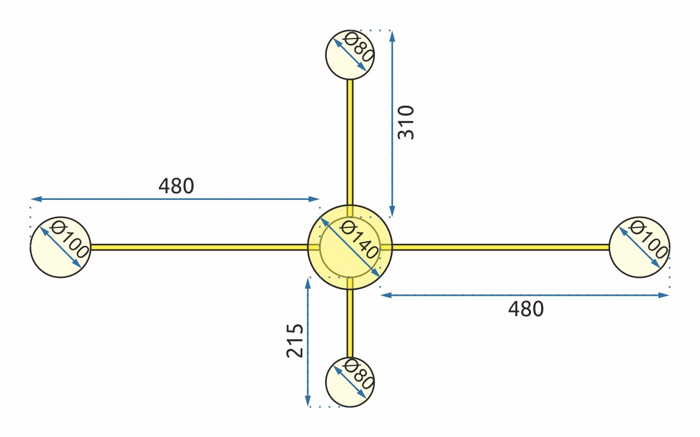 Lampa Sufitowa 4-ramienna Led APP520-4C Złota 5