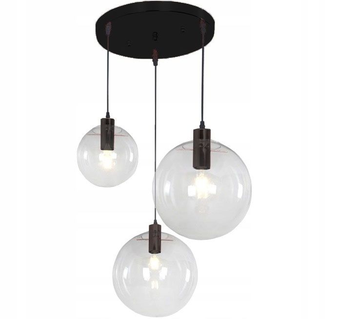 Lampa sufitowa wisząca szklana Lassi 20+25+30 cm APP309-3C Czarna