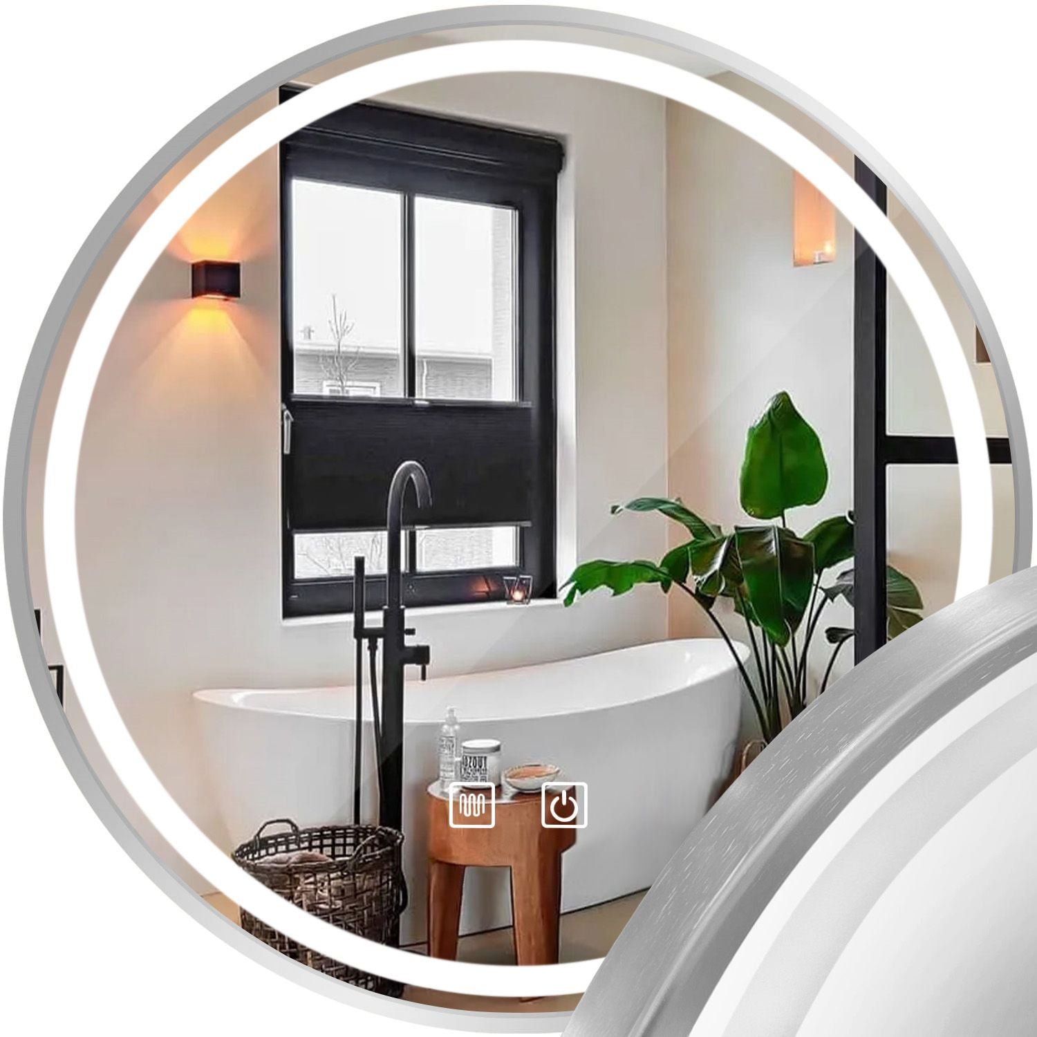 Lustro Ścienne Led 60cm Mmj Stal Szczotkowana 1