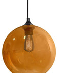 Lampa wisząca szklana kula bursztynowa + żarówka Edison 31-21397