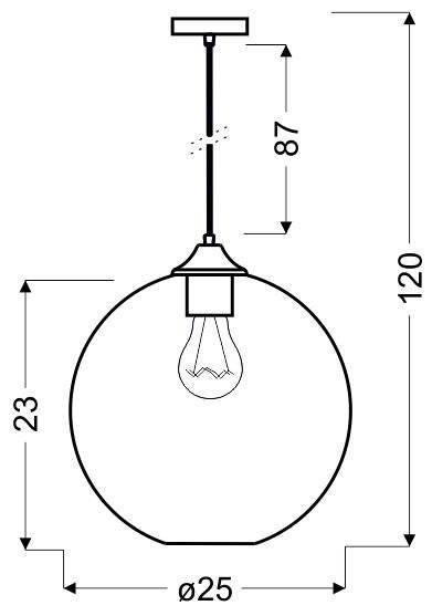 Lampa wisząca szklana kula bursztynowa + żarówka Edison 31-21397