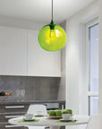Lampa wisząca szklana kula zielona + żarówka Edison 31-29546