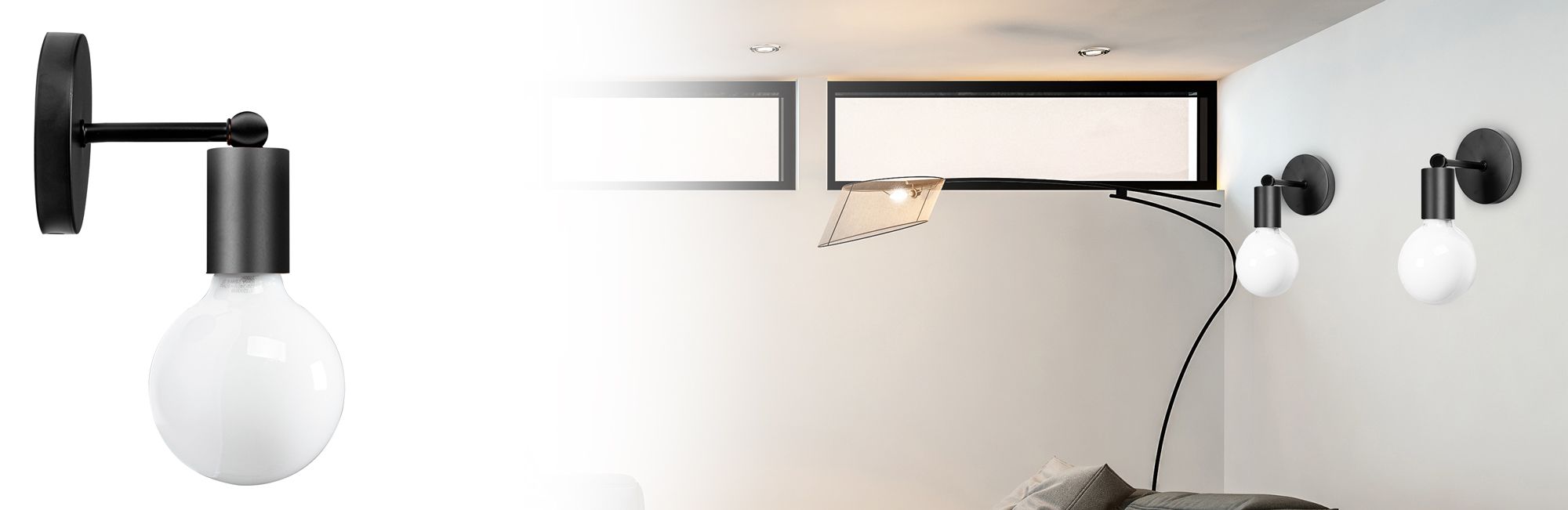 Lampa Kinkiet Ścienny Metalowy  392205 Czarny Mat