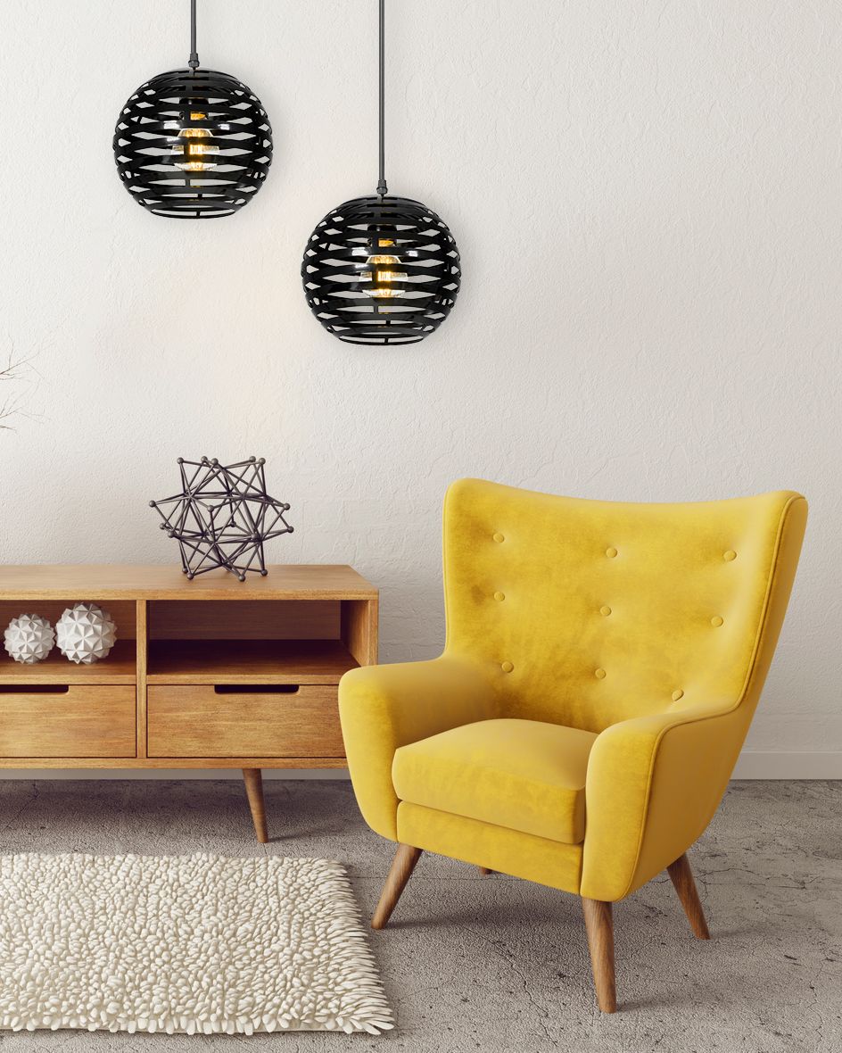 Lampa Sufitowa Metalowa Okrągła Kula App336-1cp Czarna