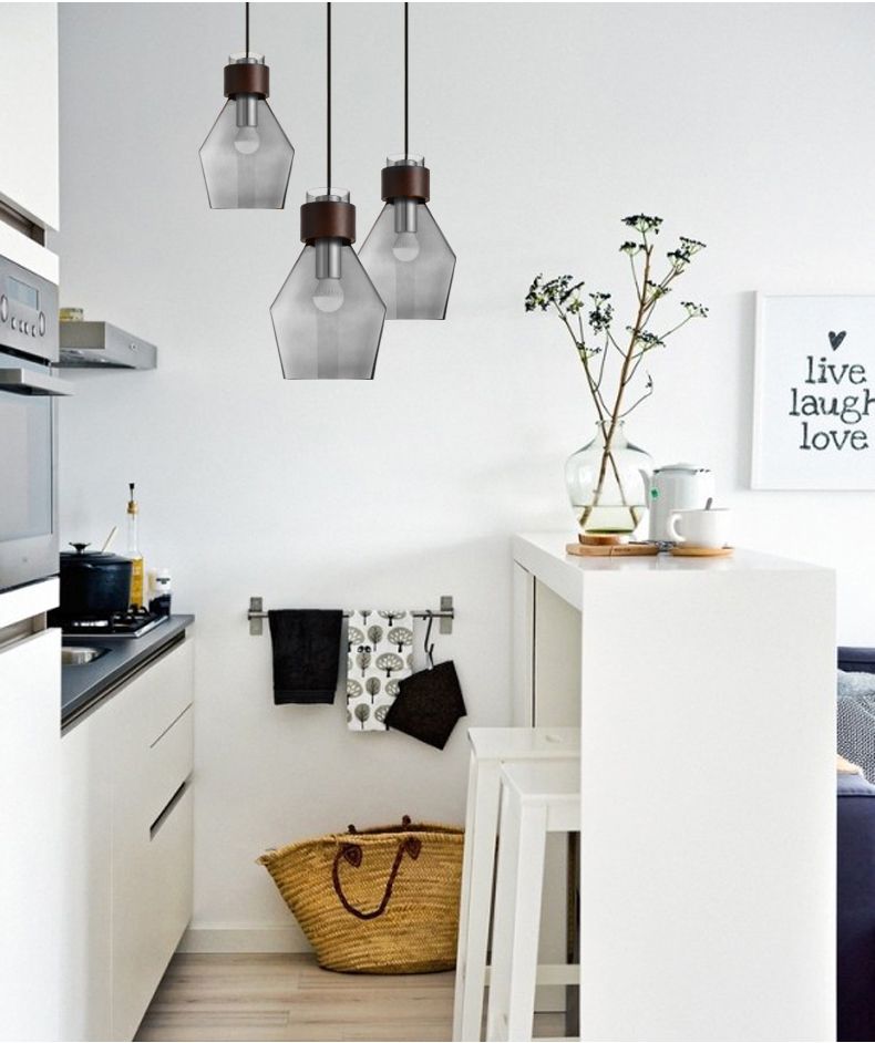 Lampa sufitowa szklana APP435-1CP szara