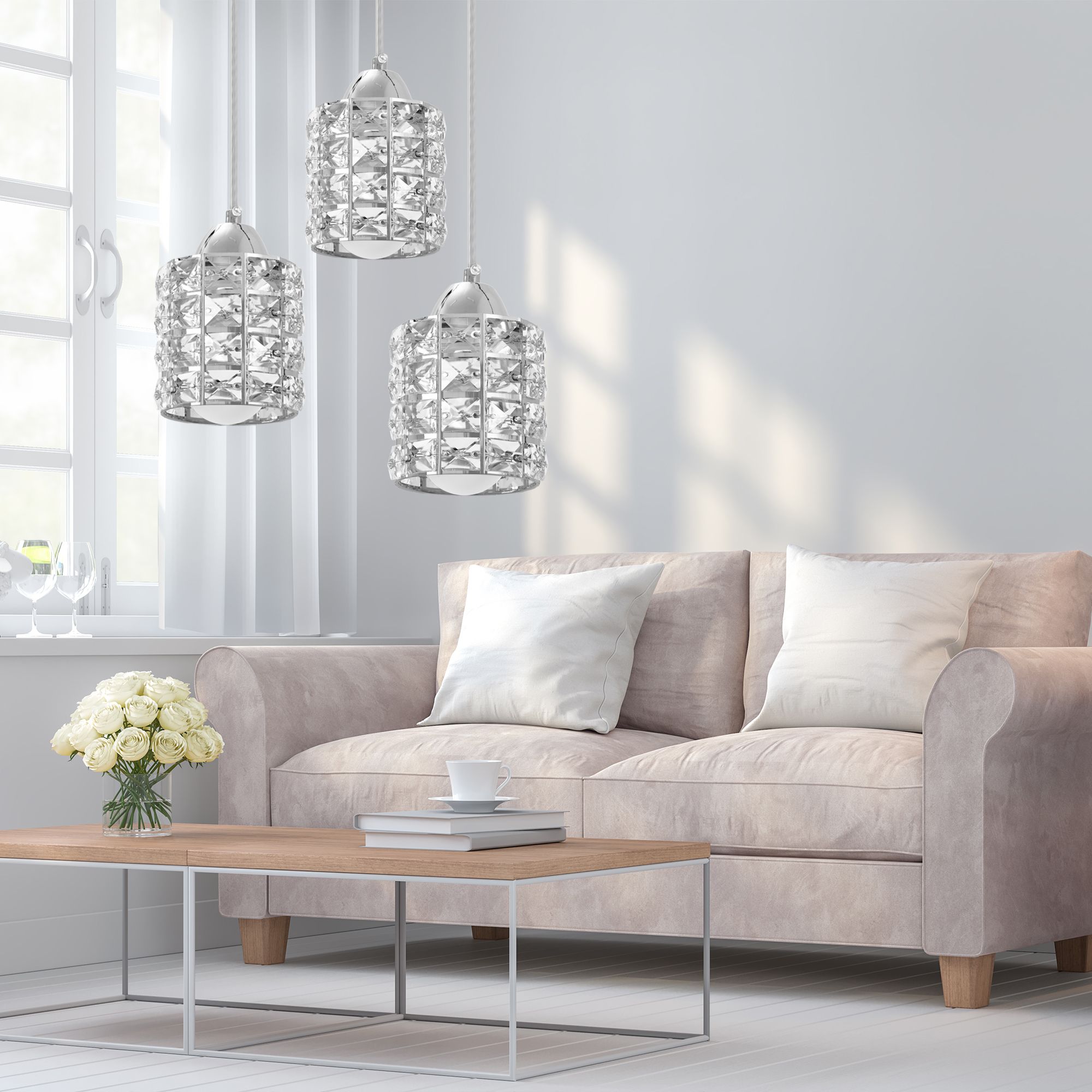 Lampa sufitowa kryształowa APP728-3CP Srebrna