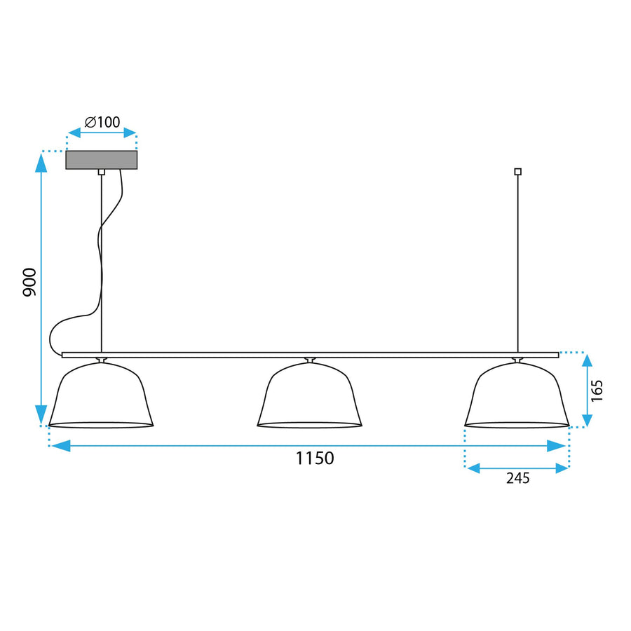 LAMPA SUFITOWA WISZĄCA APP1478-3CP BLACK