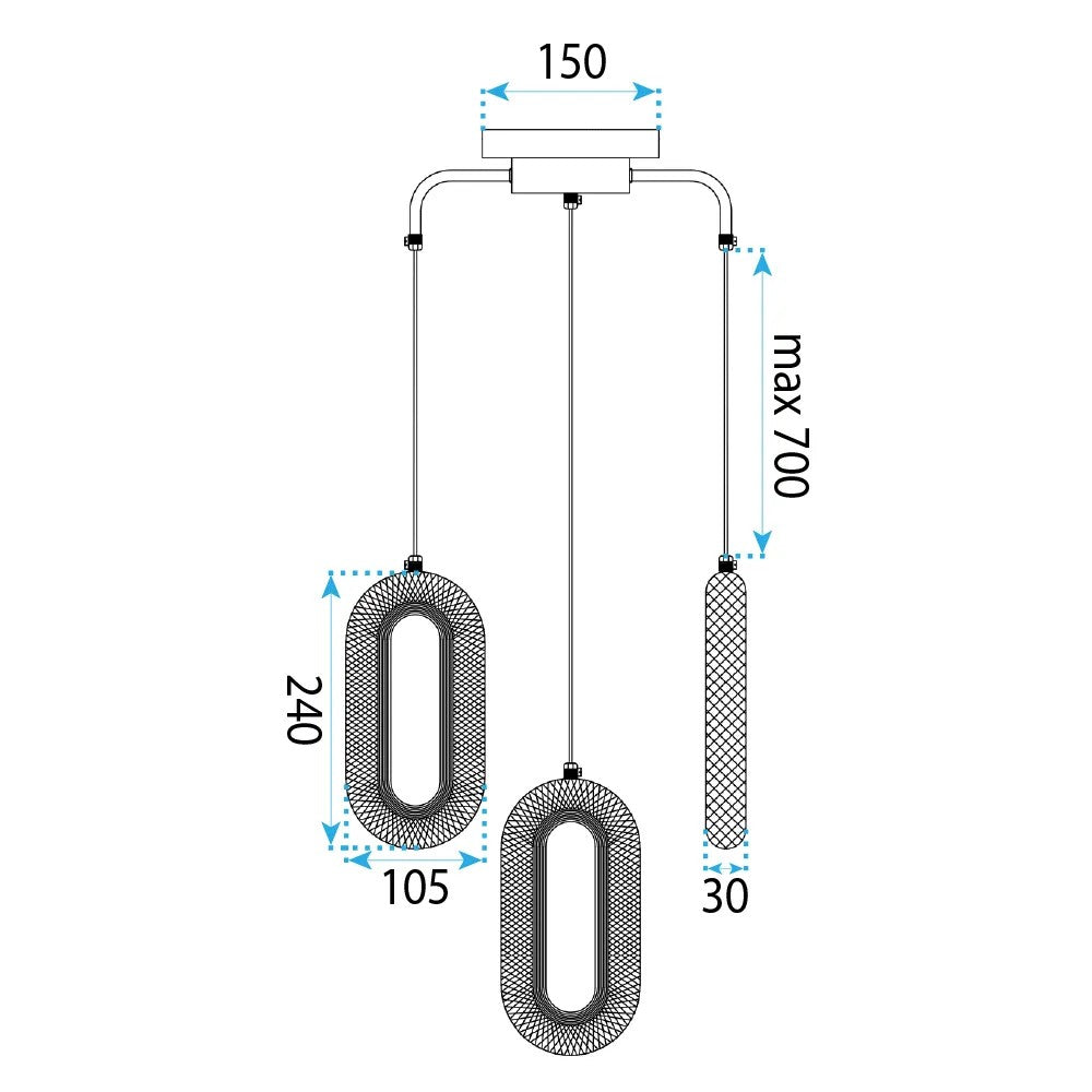 LAMPA SUFITOWA WISZĄCA LED G173-3CP ZŁOTA 9