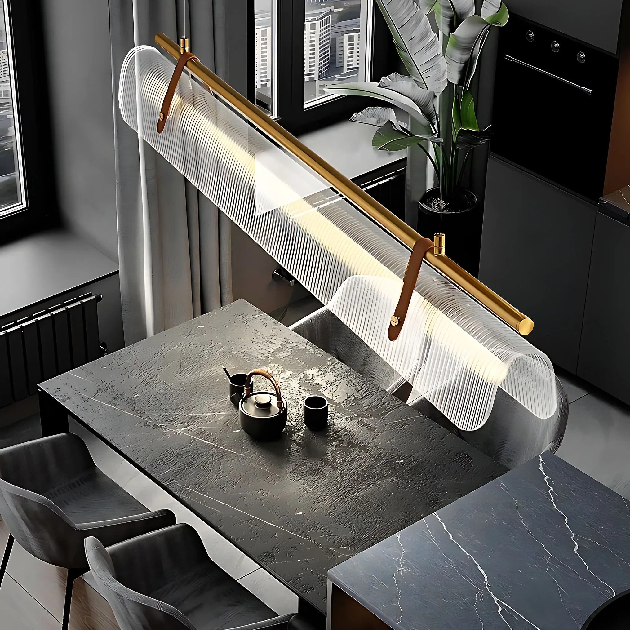 Lampa Wisząca LED APP1796-CP Złota Szczotkowana 9