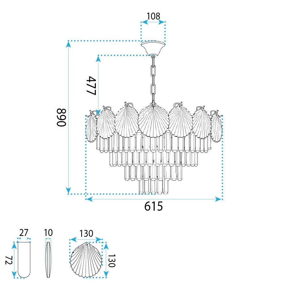 Lampa Wisząca Z Kryształami SWE084-CP 60cm Złota 9