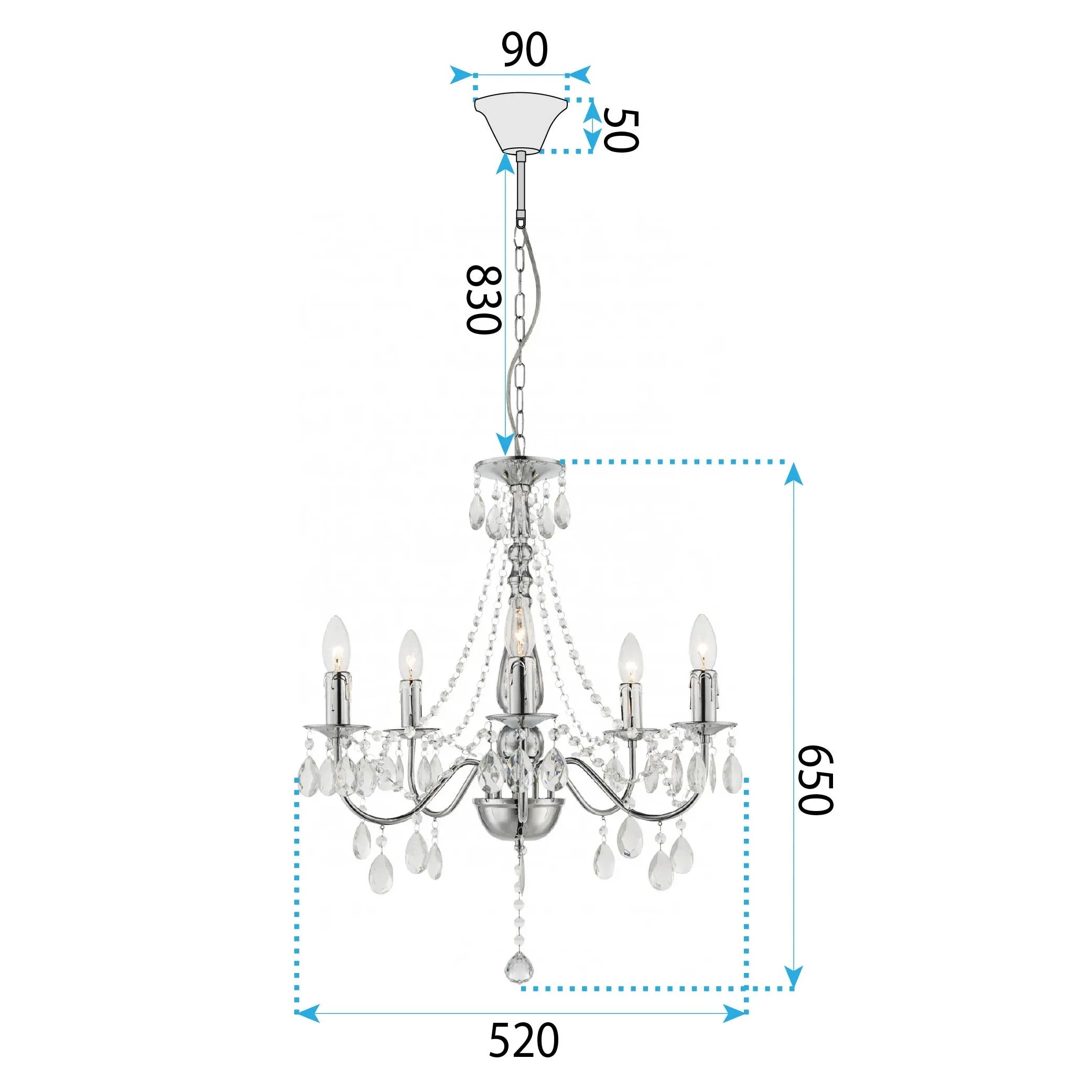 LAMPA SUFITOWA WISZĄCA EBT014-5CP CHROM 9
