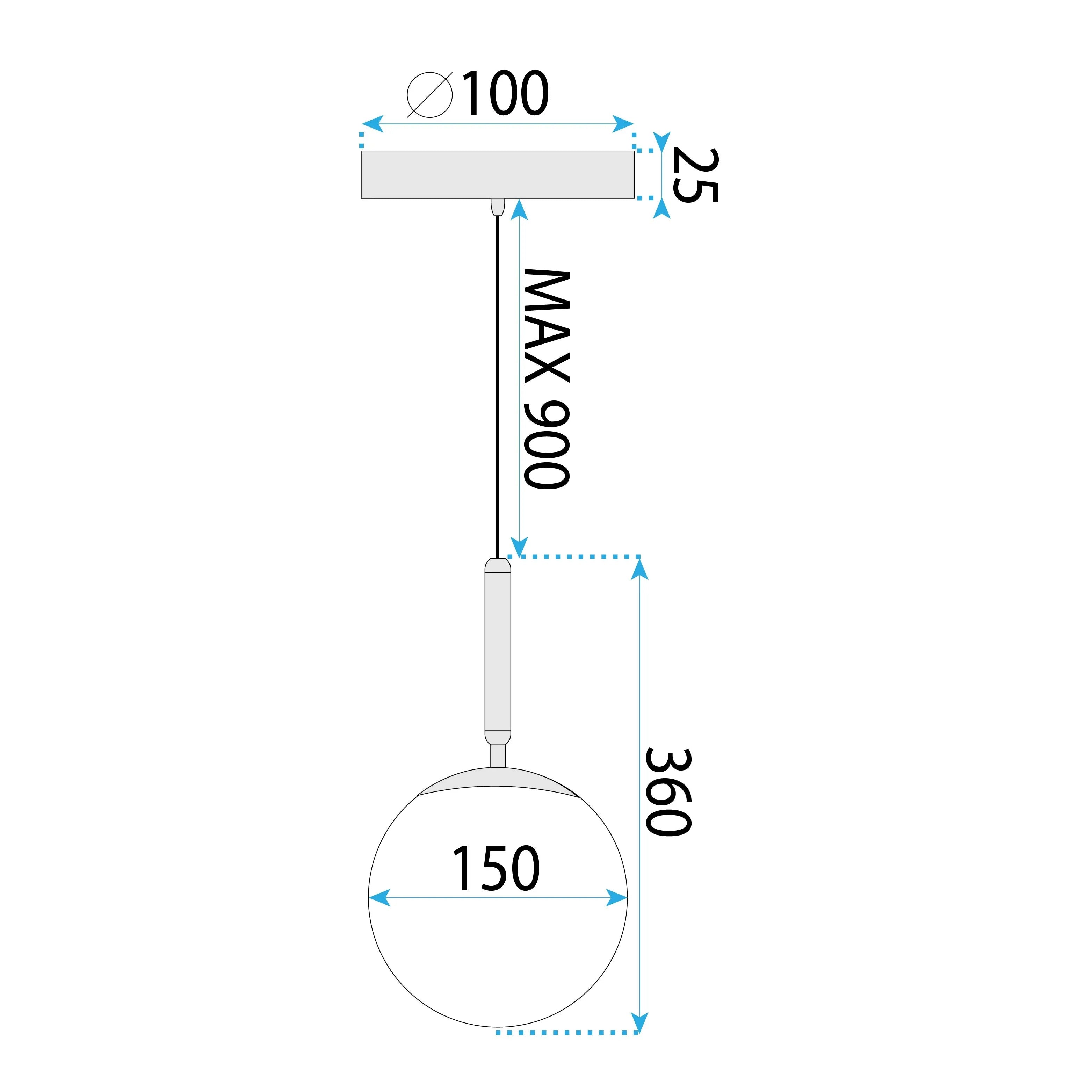 LAMPA WISZĄCA SZKLANA KULA G108-1W ZŁOTA E27 9