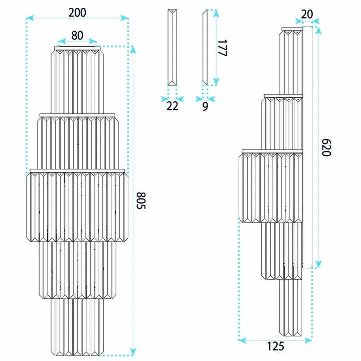 KINKIET ŚCIENNY Z KRYSZTAŁAMI SWE097-W 80 Cm ZŁOTY 9